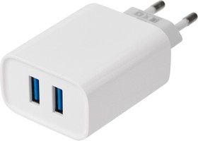 Фото 1/4 16-0276, Сетевое зарядное устройство для iPhone/iPad 2 x USB, 5V, 2.4 A, белое