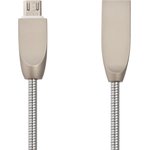USB кабель "LP" Micro USB "Панцирь" в металлической оплетке (серебряный/коробка)