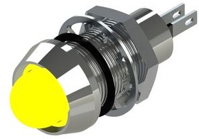 514-111-21, LED Indicator, Soldering Lugs, Fixed, Yellow, DC, 12V