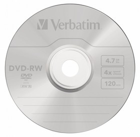 Фото 1/4 Оптический диск DVD-RW VERBATIM 4.7Гб 4x, 25шт., cake box [43639]