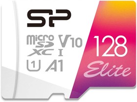 Фото 1/10 Карта памяти microSDXC UHS-I U1 Silicon Power Elite 128 ГБ, 100 МБ/с, Class 10, SP128GBSTXBV1V20SP, 1 шт., переходник SD
