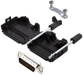 6355-0001-02, D-Sub Connector Kit, DA-15 Plug, Solder, Steel