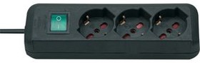 1155509, Outlet Strip Eco-Line 3x IT Type L (P17/11) Socket - IT Type L (S17) Plug Black 1.4m