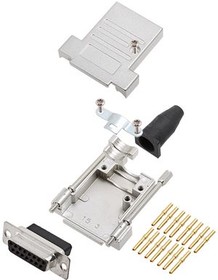 6355-0069-12, DA-15 D-Sub Connector Kit, DA-15 Socket, Crimp, Steel, Socket