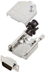 6355-0012-01, DE-15 Plug D-Sub HD Connector Kit, Zinc Backshell