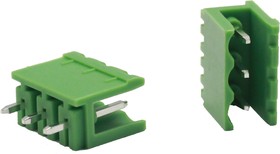 Разъём на печатную плату KLR2GV-5.0-03P 3P/10A/320V/ RM5.0mm/Зелёный (НУ=50шт)