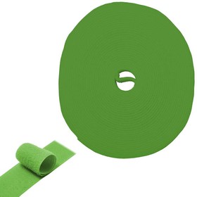 Фото 1/2 лента-липучка 5м х 20мм, зеленая, Лента-липучка многоразовая 20 мм, длина 5 м, зеленая