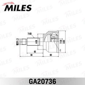 GA20736, ШРУС Mazda 3 (4-ст. АКПП) 03-08 MILES