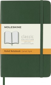 Фото 1/5 Блокнот Moleskine Classic Soft, 192стр, в линейку, мягкая обложка, зеленый [qp611k15]