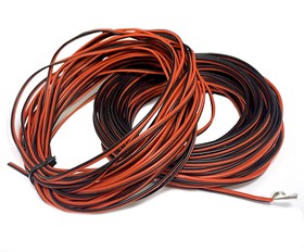 ПрПровод медный гибкий AWG 28 в силиконовой изоляции красно-черный (2 x 0,08 мм²) 10 м