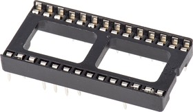 Фото 1/3 A 28-LC-TT, 2.54mm Pitch Vertical 28 Way, Through Hole Stamped Pin Open Frame IC Dip Socket, 1A