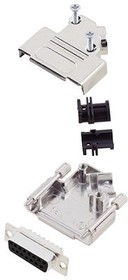 6355-0003-12, D-Sub Connector Kit, DA-15 Socket, Solder, Steel