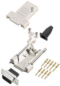6355-0069-01, DE-9 DE-9 Plug D-Sub Connector Kit, Steel, Plug