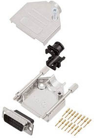 6355-0050-02, DA-15 DA-15 Plug D-Sub Connector Kit, Steel, Plug