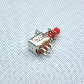Фото 1/2 DS RWD-323, кнопка с фиксацией, 2 группы контактов на переключение, 250V 1A, для монтажа на печатную плату