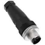 FIC-M12M4, Circular Metric Connectors Field Wireable Male M12; 4-pin, Non-Shielded, IP67; Plastic, Straight Connector; Field Adapter