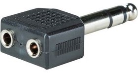 RND 205-00597, Stereo Jack Adapter, Straight, 6.35 mm Stereo Plug - 2x 3.5 mm Stereo Socket