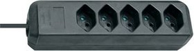 1157002, Outlet Strip Eco-Line 5x CH Type J (T13) Socket - CH Type J (T12) Plug Black 1.5m