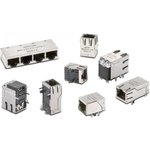 7498011008, Modular Connectors / Ethernet Connectors WE-RJ45 Intgtd XFMR 1x1 SMD ...