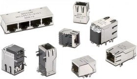 74990101241, Modular Connectors / Ethernet Connectors WE-RJ45 Int XFMR THT 1x1 No Tab ETR