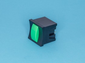 Фото 1/6 PSM2-2-E-B, Кнопка мини без фиксации с щелчком,.зеленая в черном корпусе