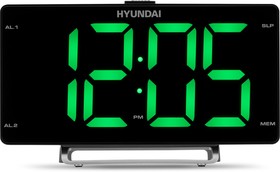 Фото 1/5 Радиобудильник Hyundai H-RCL246 черный LCD подсв:зеленая часы:цифровые FM