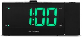 Фото 1/7 Радиобудильник Hyundai H-RCL243 черный LCD проек.изоб. подсв:зеленая часы:цифровые FM