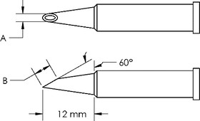 Фото 1/2 GT6-HF6015V, Наконечник GT6, миниволна, вогнут. 1.5X12.0MM, 60град.