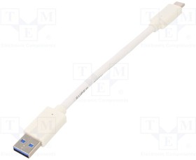 CCP-USB3-AMCM-W-0.1M, Кабель; USB 3.0; вилка USB A,вилка USB C; позолота; 0,1м; белый