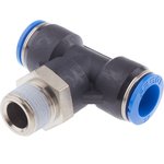 QST-3/8-12, QS Series Tee Threaded Adaptor, Push In 12 mm to Push In 12 mm ...