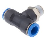 QST-3/8-12, QS Series Tee Threaded Adaptor, Push In 12 mm to Push In 12 mm ...