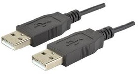 CBLT-UA-UA-1, USB Cables / IEEE 1394 Cables USB Cable, Type A Plug to Type A Plug, USB 2.0, 28 AWG, 1 m, Black, TPE