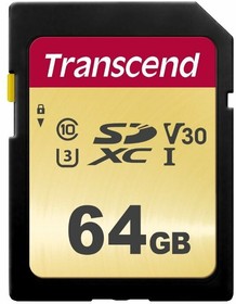Фото 1/6 Карта памяти 64Gb SD Transcend (TS64GSDC500S)