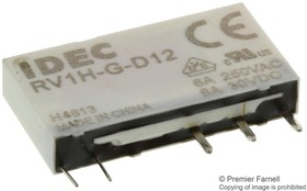 RV1H-G-D12, Power Relay 12VDC 6A SPDT(28x5x15)mm THT