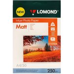 0102064, Фотобумага LOMOND 250 г/м2 А4 односторонняя матовая 50 л.