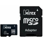 13613-ADTMSD08, Флеш карта microSD 8GB Mirex microSDHC Class 4 (SD адаптер)