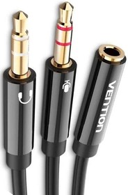 Переходник-разветвитель Vention гибкий Jack 3.5 mm F 4 pin (BHDBY), Переходник-разветвитель Vention гибкий Jack 3.5 mm F 4 pin/Jack 3.5 mm M
