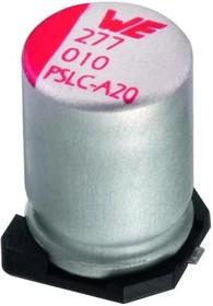 875075955001, Aluminum Organic Polymer Capacitors WCAP-PSLC 100V 10uF 20% ESR=55mOhms