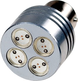 S25-RB-15S-4LED-4W-Y, 12V, LED лампа желтая S25 BA15S(D) Round Base 4W