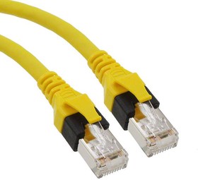 Фото 1/5 System cable, RJ45 plug, straight to RJ45 plug, straight, Cat 6A, S/FTP, PUR, 5 m, yellow