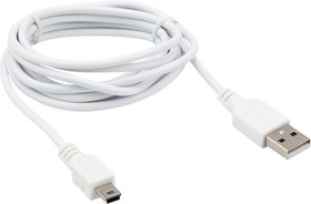 Фото 1/7 18-1134, Кабель USB-A - mini USB, 1А, 1,8м, ПВХ, белый