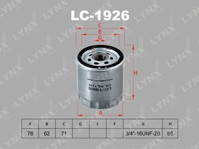 LC-1926, Фильтр масляный подходит для FORD Focus II-III 1.0-2.0 04 / B-Max 1.0 12 / C-Max I-II 1.8-2.0 07 / Fiesta VI 1.0 12 / Galaxy/S-Max