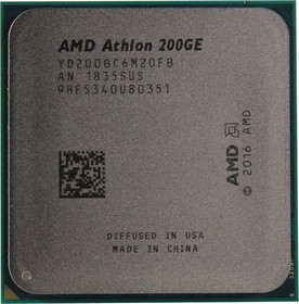 Фото 1/4 CPU AMD Athlon 200GE TRAY  YD200GC6M2OFB  (AM4, 3.2GHz/2x512Kb+4Mb, 2C/4T, Raven Ridge, 14nm, 35W, Radeon Vega 3)