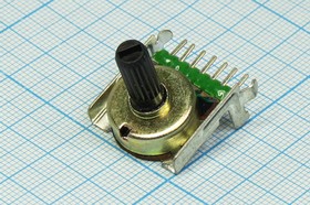 Фото 1/5 Резистор переменный поворотный 100 кОм, линейная A, длина 16мм, вал 6x23.5, F-166K; №4637_A РПвр 100кx2\A\16мм\ Y6x23,5\F-166K\
