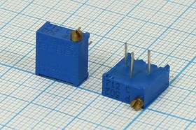 Фото 1/2 Подстроечный резистор, номинальное сопротивление 5.0 кОм, количество оборотов 25, выводы 3P, на плату, марка 3296P502, производитель BARONS