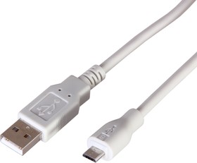 Фото 1/5 18-1166, Кабель USB-A - micro USB, 1А, 3м, серый
