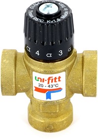 00-00018322, Клапан В термосмесительный Uni-Fitt 3/4" 20-43°С, Kvs 1,6 смешение боковое