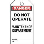 PVT-44, Labels & Industrial Warning Signs Plastic Tag 'Danger Do Not Operate Main