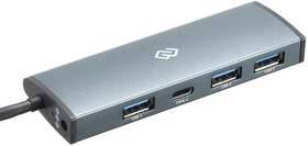 Фото 1/8 Разветвитель USB Digma (HUB-3U3.0С-UC-G) 4порт. серый