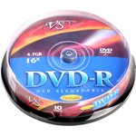 VSDVDRIPCB1001, Носители информации DVD-R 4,7 GB 16x, VS, 10шт/уп Ink Print